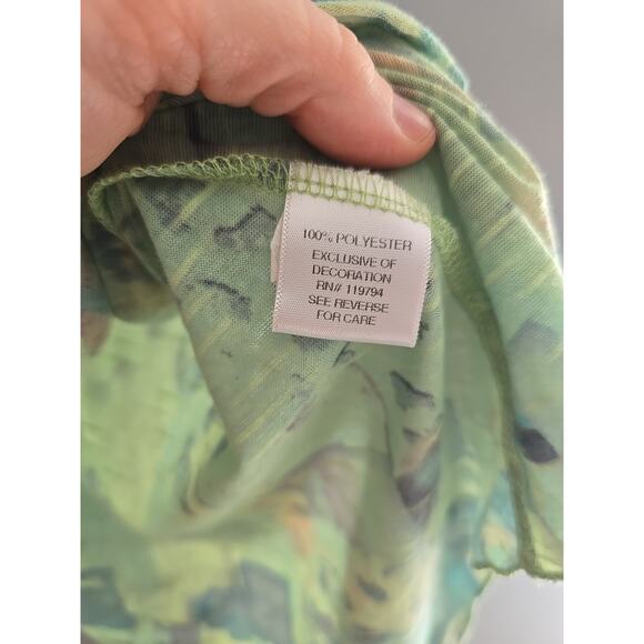 One World Preppy y2k Rose Cheetah Print Flutter Short Sleeve Top Sequin Woman 2x - Picture 3 of 3